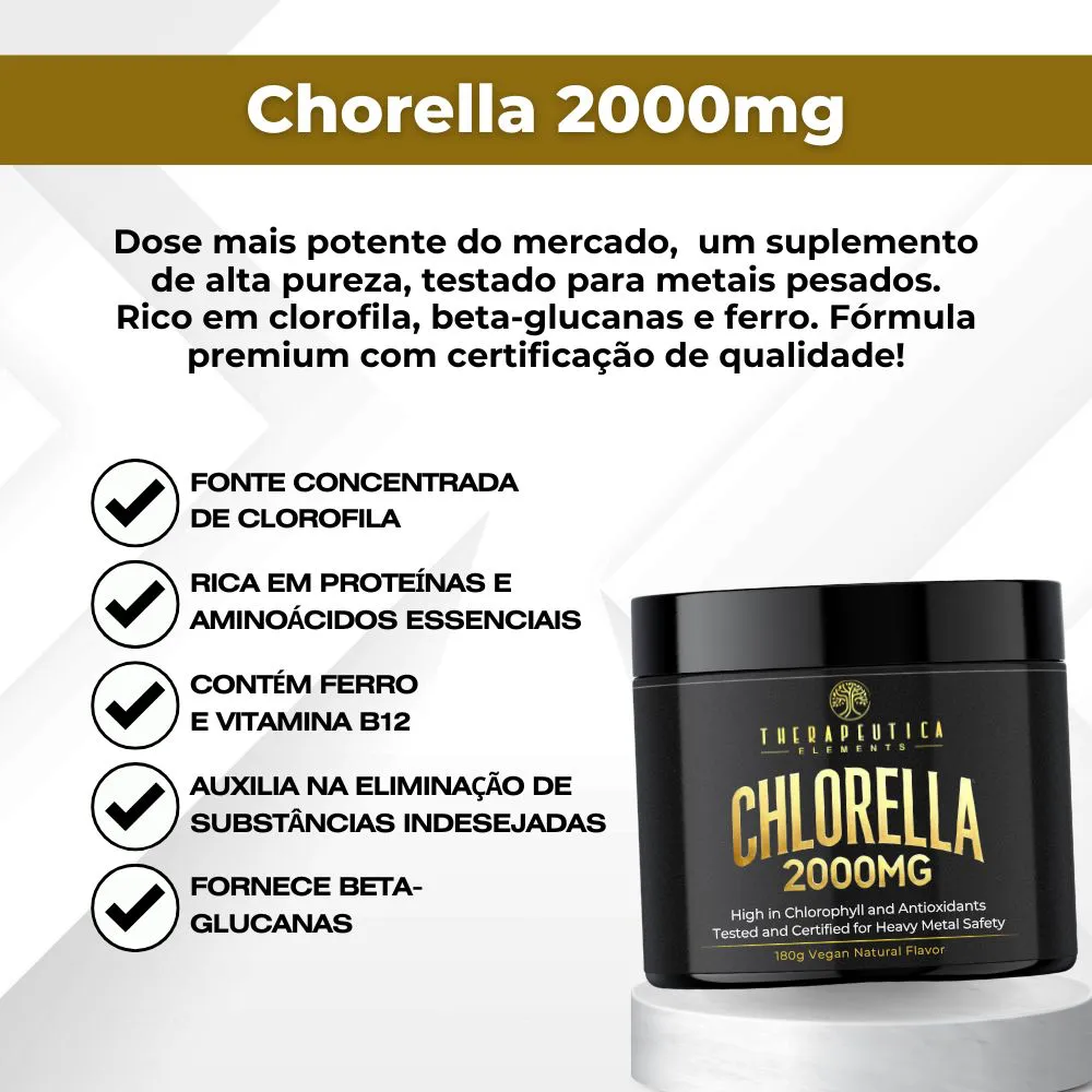 Chlorella (Clorela) Alga 2000mg Vegan 90 Doses (180g) - Imagem 3