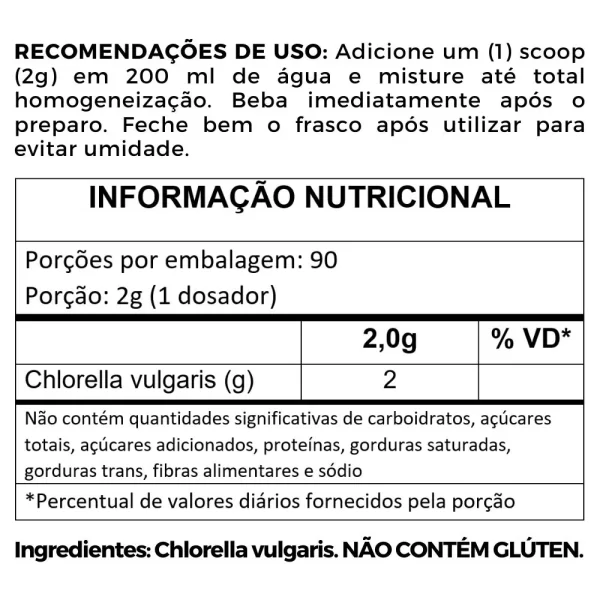 Chlorella (Clorela) Alga 2000mg Vegan 90 Doses (180g) - Imagem 4