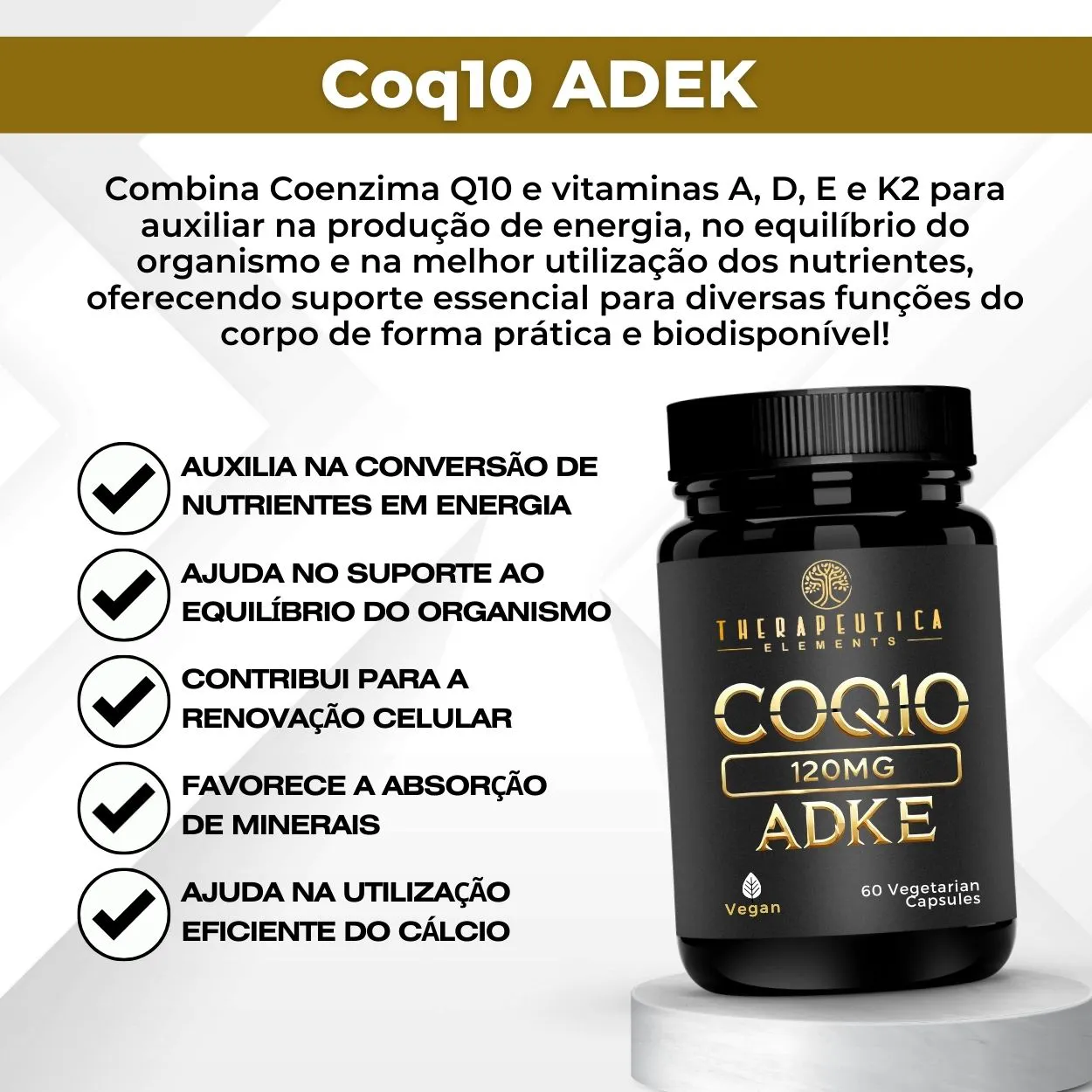Coenzima Q10 120mg + Vitaminas ADEK Vegan 60 Cápsulas Therapeutica - Imagem 2