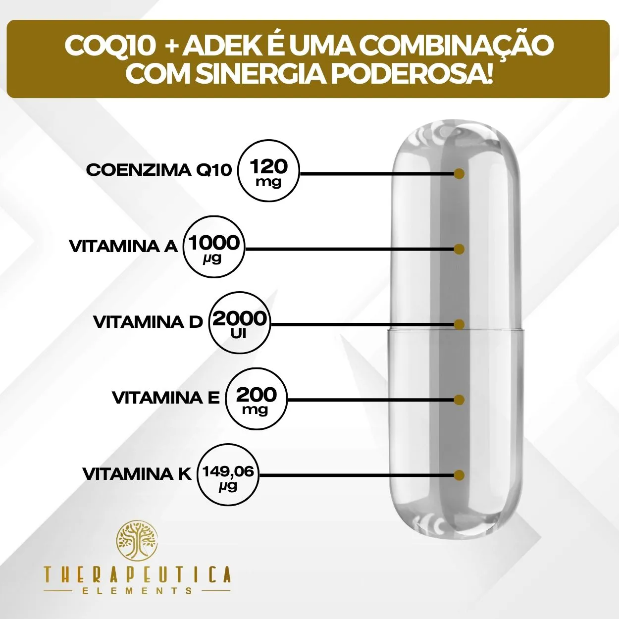 Coenzima Q10 120mg + Vitaminas ADEK Vegan 60 Cápsulas Therapeutica - Imagem 3
