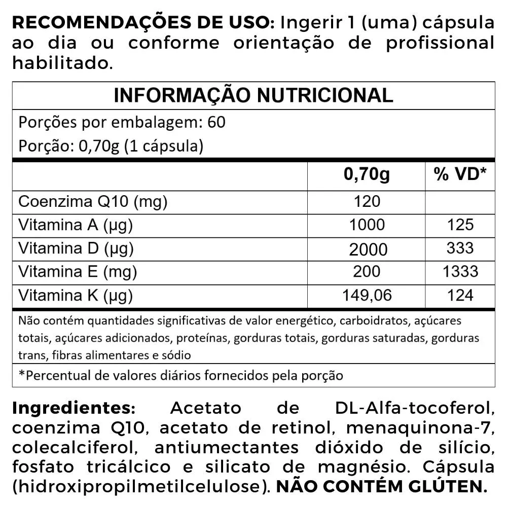 Coenzima Q10 120mg + Vitaminas ADEK Vegan 60 Cápsulas Therapeutica - Imagem 4