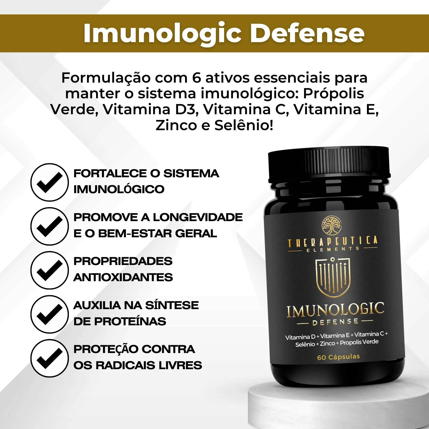Imunologic Defense (Própolis 500mg + Vitaminas C, D, E, Selênio e Zinco) 60 Cápsulas - Imagem 4
