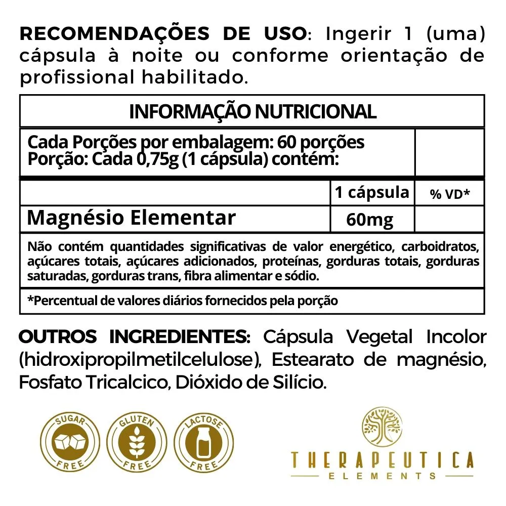 Magnésio L-Treonato 750mg Vegan 60 Cápsulas Therapeutica - Imagem 4