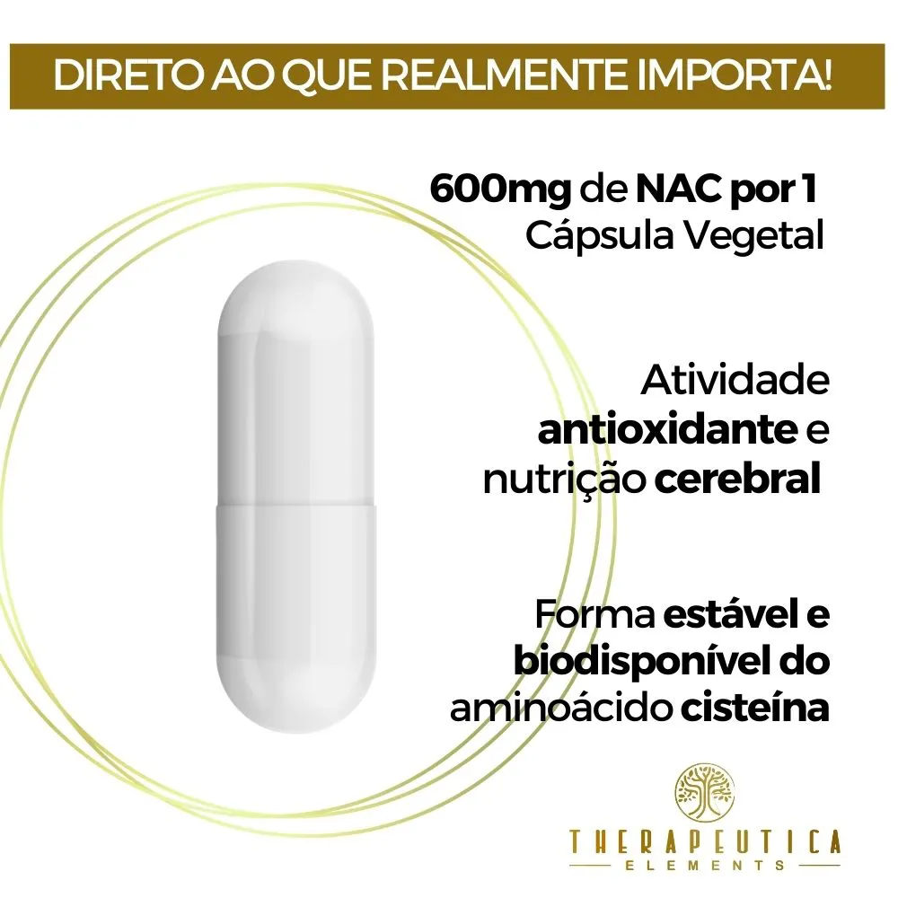 NAC (N-Acetil L-Cisteína) 600mg Vegan 60 Cápsulas Therapeutica - Imagem 2