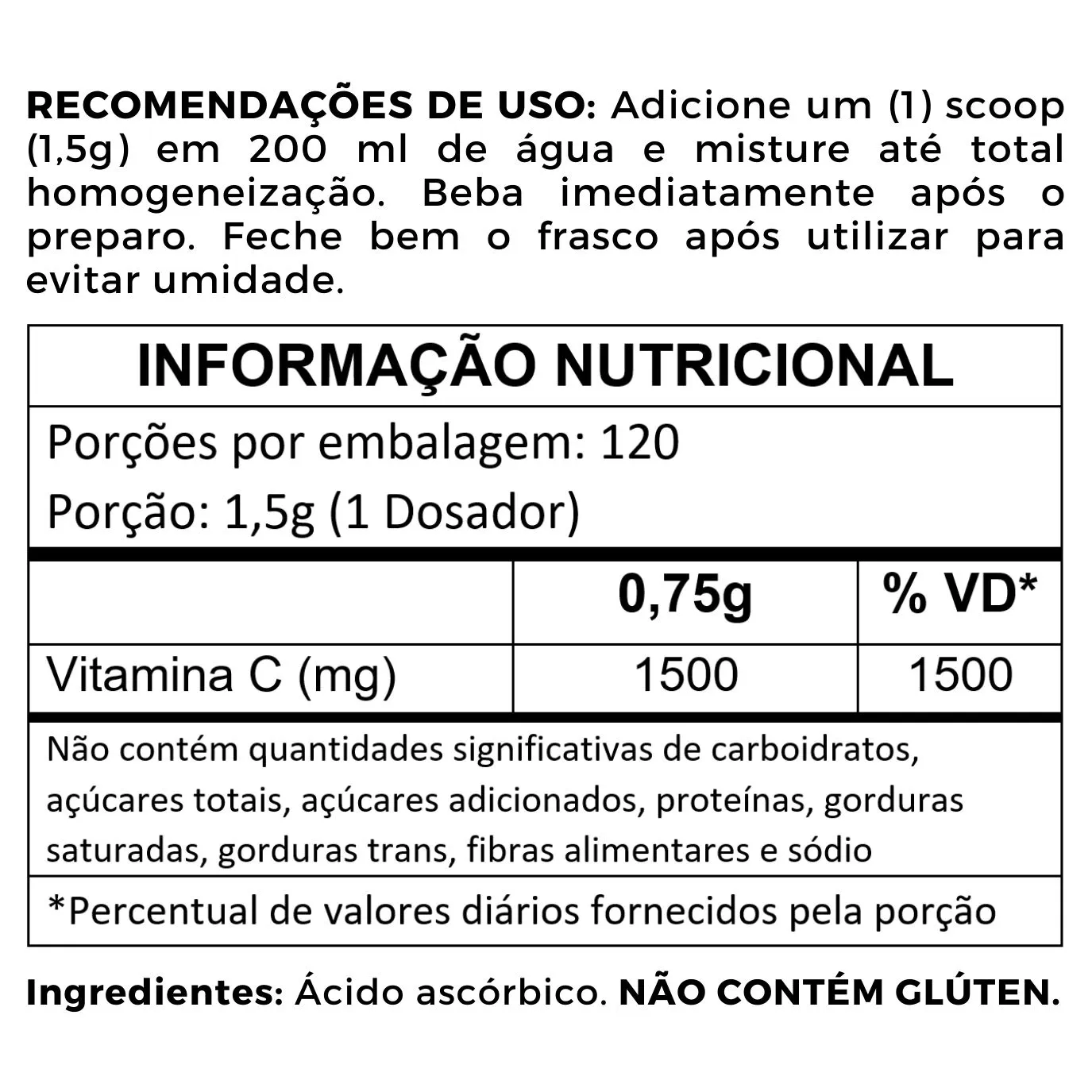 Potent C Vitamina C 1500mg Vegan Sabor Limão 120 Doses (180g) - Imagem 3