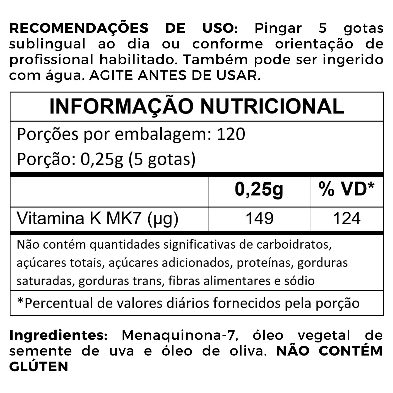 Vitamina K2 MK-7 Absorb 149mcg Sublingual Vegan 120 Doses - Imagem 4